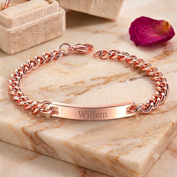 7mm Rosé stalen armband met plaat