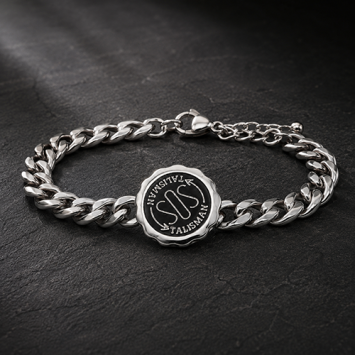 Brede RVS SOS Talisman armband met persoonlijke gravure