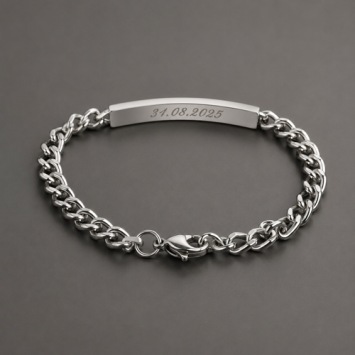 Stalen schakelarmband met plaat
