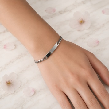 Stalen schakelarmband met plaat