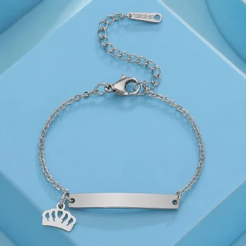 Stalen kinderarmbandje met kroon