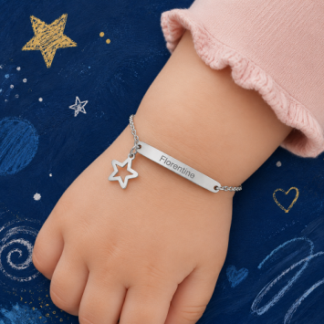 Stalen armbandje met naam en zilverkleurig sterretje