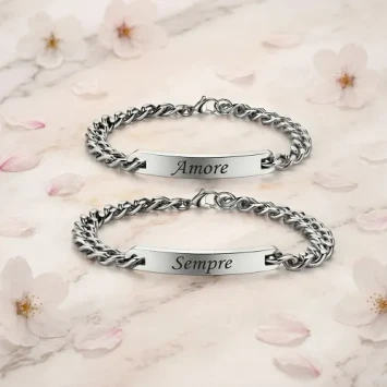 Stalen koppel armbanden set