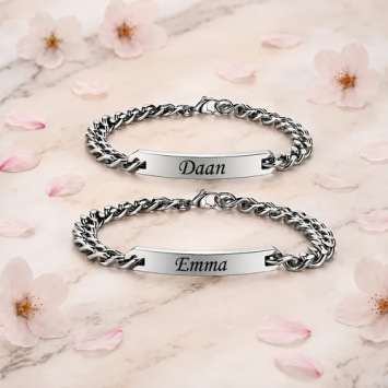 Stalen koppel armbanden set