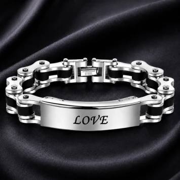Stoere RVS schakelarmband met graveerplaat en persoonlijke gravure