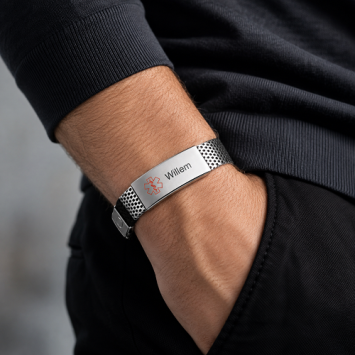 RVS ICE SOS armband met medische gravure