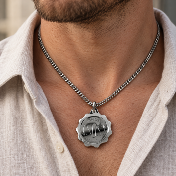 Titanium SOS Talisman 22 mm met 56 cm collier en medische gravure