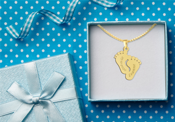 Verguld 925 Sterling zilveren mama sieraad met baby voetjes