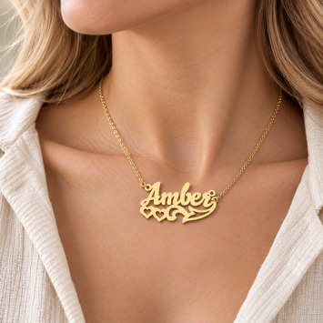 Vergulde naamketting Amber van 925 zilver met eigen naam