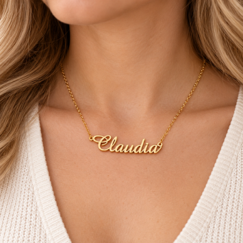 Vergulde naamketting van 925 Sterling zilver met Jasseron ketting