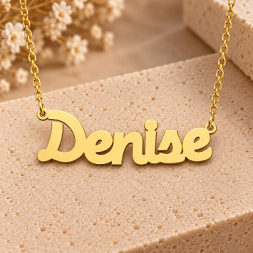 Vergulde naamketting Denise van 925 Sterling zilver met Jasseron schakelketting