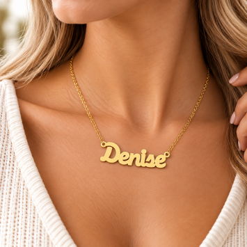 Vergulde naamketting Denise van 925 Sterling zilver met Jasseron schakelketting