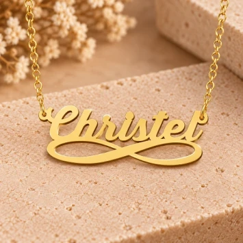 Vergulde naamketting Infinity