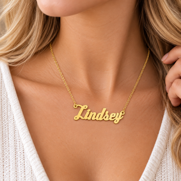 Vergulde naamketting van 925 zilver met eigen naam en Jasseron ketting