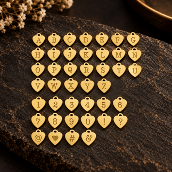 Vergulde naamketting met letter hartjes