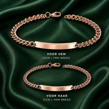 Rosé stalen koppel armbanden set