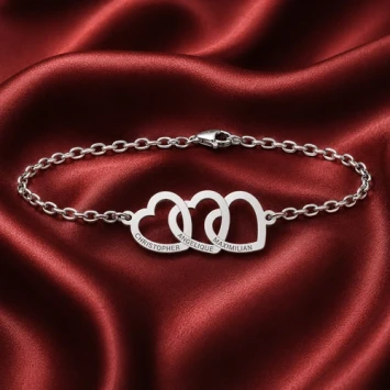 Zilveren armband met drie hartjes Names4ever