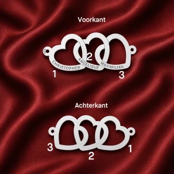 Zilveren armband met drie hartjes Names4ever