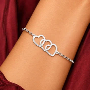 Zilveren armband met drie hartjes Names4ever