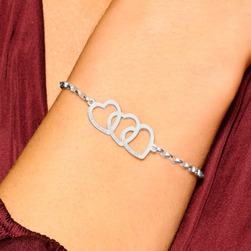 Zilveren armband met drie hartjes Names4ever