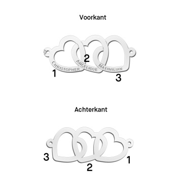 Zilveren armband met drie hartjes Names4ever