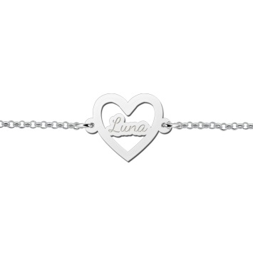 Zilveren armband met hartje en gravure Names4ever