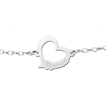 Zilveren armband met hartje en naam Names4ever