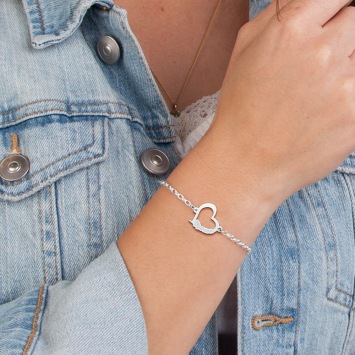 Zilveren armband met hartje en naam Names4ever