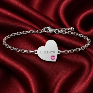 Zilveren armband met hartje en steentje Names4ever