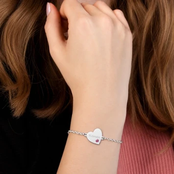 Zilveren armband met hartje en steentje Names4ever