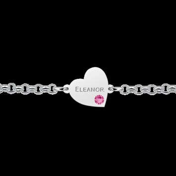 Zilveren armband met hartje en steentje Names4ever