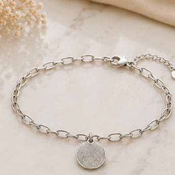 Zilveren armband met vingerafdruk rond