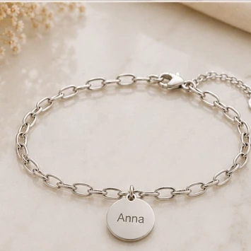 925 Zilveren Vingerafdruk Armband met Ronde Bedel