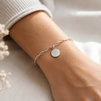 925 Zilveren Vingerafdruk Armband met Ronde Bedel