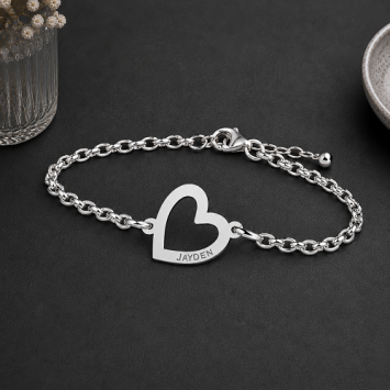 Zilveren armband met schuin hartje Names4ever