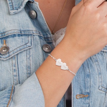 Zilveren armband met twee harten