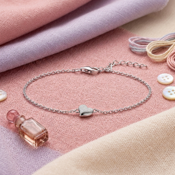 Zilveren armband met vingerafdruk in hartje