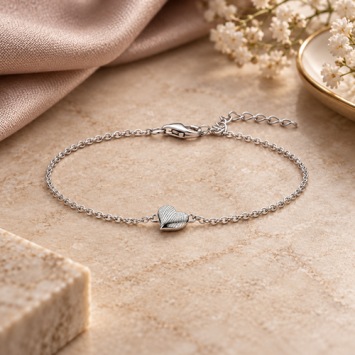 Zilveren armband met vingerafdruk in hartje