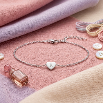Zilveren armband met vingerafdruk in hartje