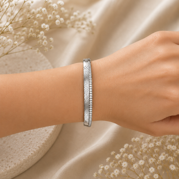 Gerhodineerde zilveren vingerafdruk armband met zirkonia