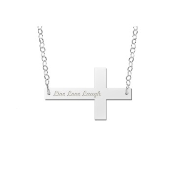 Zilveren Bar naamketting Kruisje Names4Ever