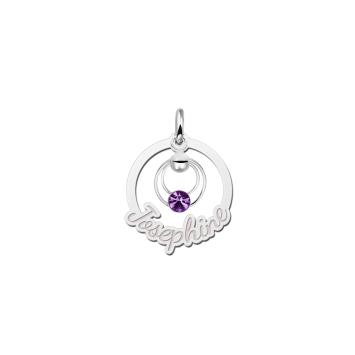 Zilveren naamketting hanger met zirkonia steen