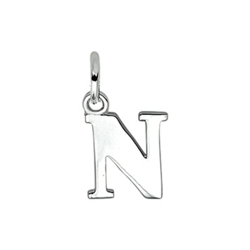 Zilveren hanger letter N