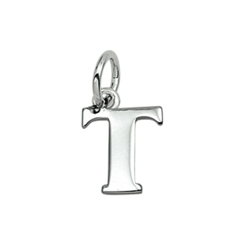 Zilveren hanger letter T