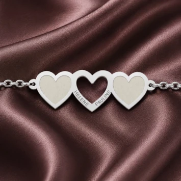Zilveren hart armband met drie hartjes Names4ever