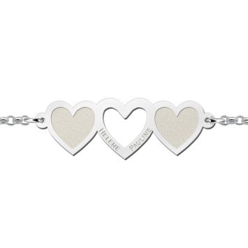 Zilveren hart armband met drie hartjes Names4ever