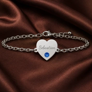 Zilveren hart armband met gravure