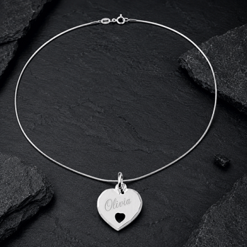 Zilveren hart hanger 13mm met uitgesneden hartje