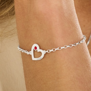 Zilveren hartjes armband met steentje Names4ever
