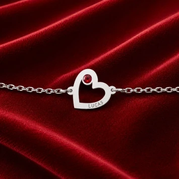 Zilveren hartjes armband met steentje Names4ever